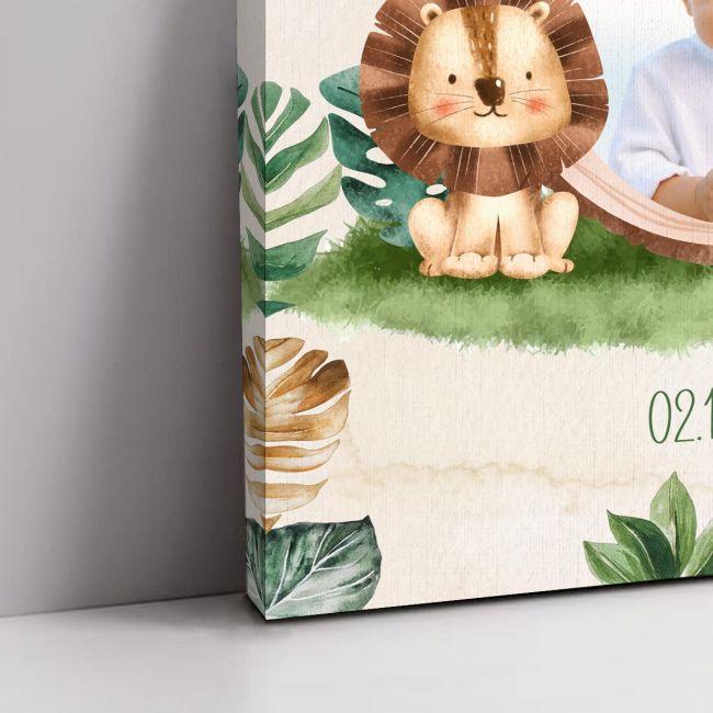 Canvas printwelcome to my baptism, Safari animals with photo 2