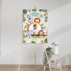 Canvas printwelcome to my baptism, Safari animals with photo 3 2