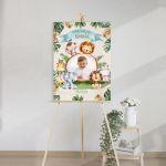 Canvas printwelcome to my baptism, Safari animals with photo 3