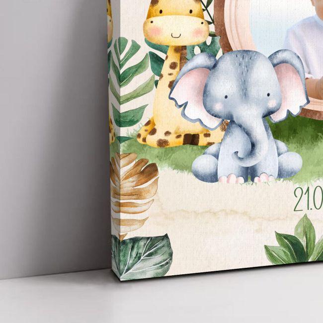Canvas printwelcome to my baptism, Safari animals with photo 3