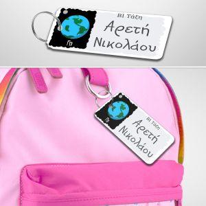 School plexiglass Key chain, planets earth