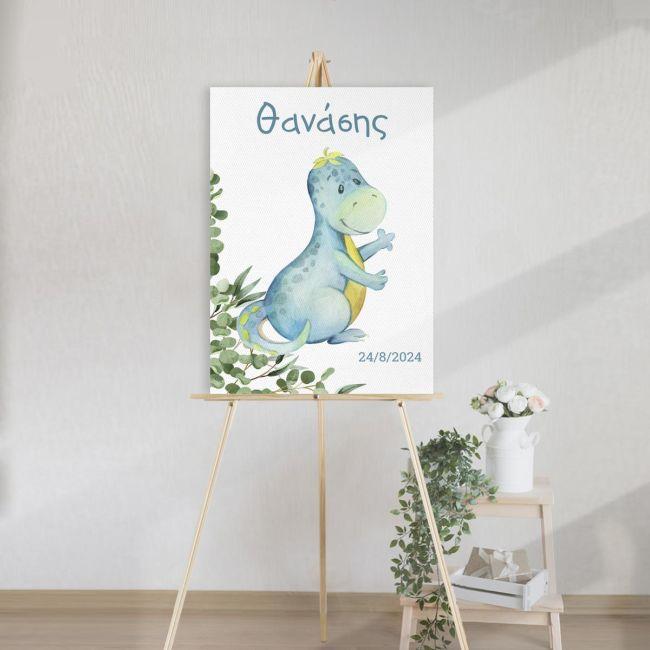 Canvas printy baptism welcome,Green dino