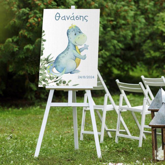 Canvas printy baptism welcome,Green dino