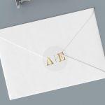 Stickers labelsmarriage initials circle gold