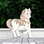 Wooden printed figure, cute watercolor lion