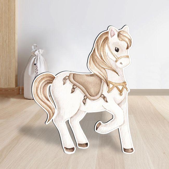 Wooden printed figure, cute watercolor lion