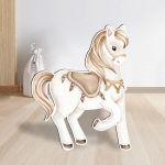 Wooden printed figure, cute watercolor lion