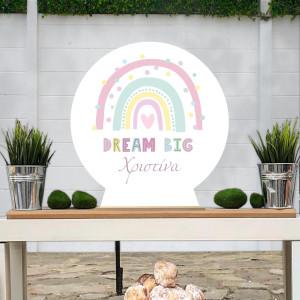 Wooden printed sign, Rainbow pastel pink