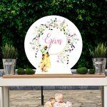 Wooden printed sign, Vintage little girl and flowers