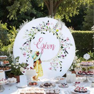 Wooden printed sign, Vintage little girl and flowers 2