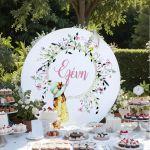 Wooden printed sign, Vintage little girl and flowers