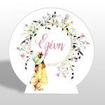 Wooden printed sign, Vintage little girl and flowers