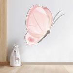 Wooden figure printed Butterfly pink