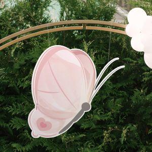 Wooden figure printed Butterfly pink 2