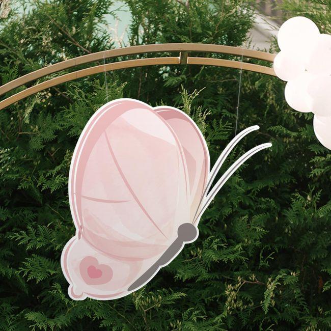 Wooden figure printed Butterfly pink