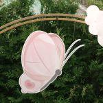 Wooden figure printed Butterfly pink