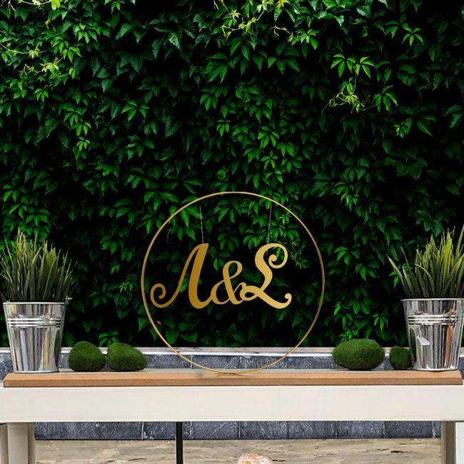 Metalic circle and Golden Plexi initials
