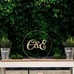 Metalic circle and Golden Plexi initials