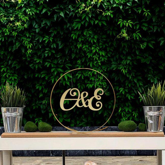 Metalic circle and Golden Plexi initials