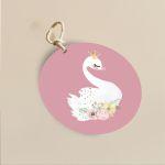 Labels thank you, Swan with flowers 2