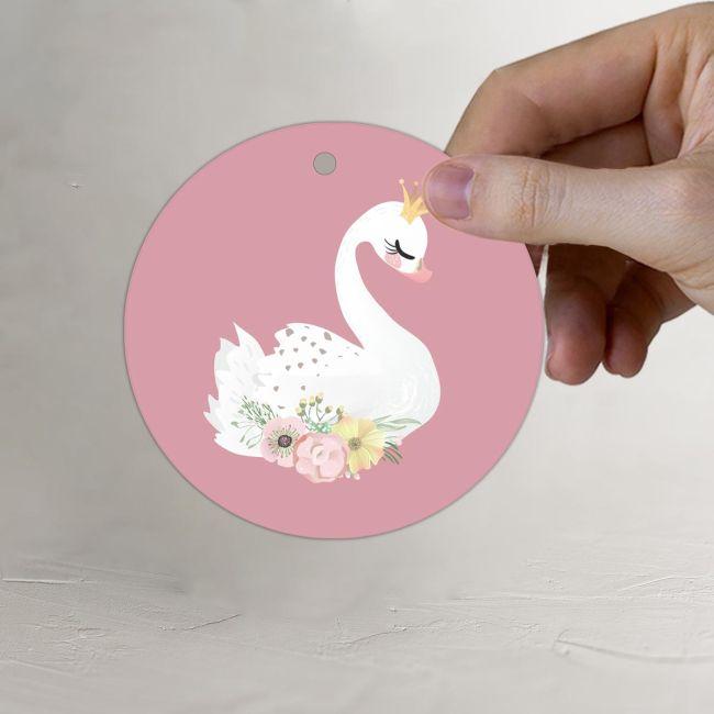 Labels thank you, Swan with flowers 2