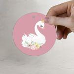 Labels thank you, Swan with flowers 2