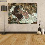 Canvas print Death and the woman, Schiele Egon
