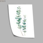 Green leaves in watercolor, poster