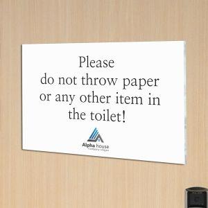 Sign black plexiglass white letters