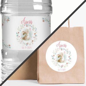 Αυτοκόλλητη ετικέτα, Κουνελάκι στεφάνι λουλουδιών