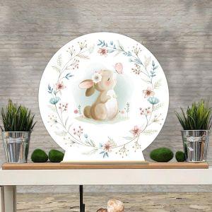 Wooden printed sign, Bunny flowers wraith