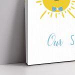 Πίνακας σε καμβά υποδοχής βάπτισης δίδυμα Ήλιος αγόρι κορίτσι Καμβάς τελαρωμένος