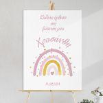 Canvas printwelcome to my baptism, Rainbow Love pink gold