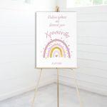 Πίνακας σε καμβά βάπτισης Ουράνιο τόξο Love pink gold Καμβάς τελαρωμένος