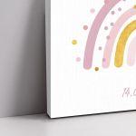 Πίνακας σε καμβά βάπτισης Ουράνιο τόξο Love pink gold Καμβάς τελαρωμένος