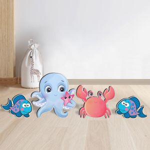 Wooden figures set, Octopus Crab, fishes 2