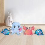 Wooden figures set, Octopus Crab, fishes