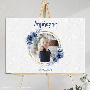 Canvas print Baptism Wishes board with photo for boys