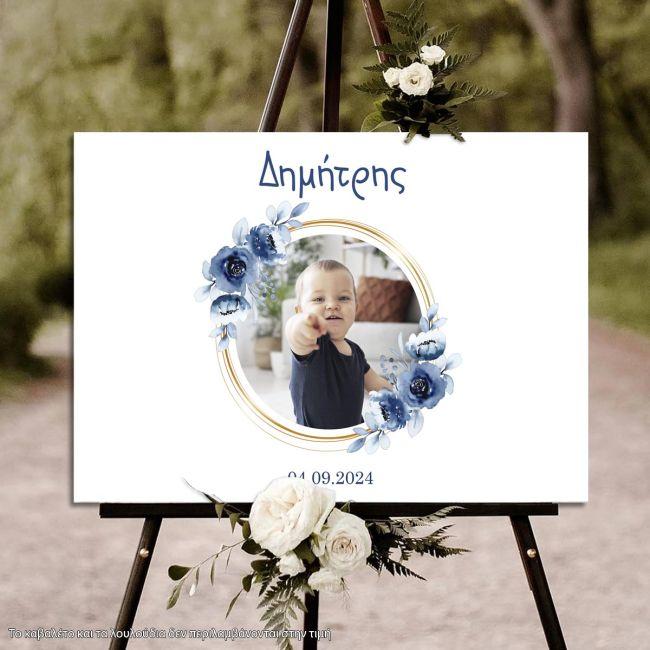 Canvas print Baptism Wishes board with photo for boys