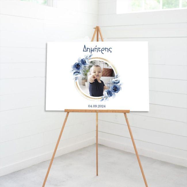 Canvas print Baptism Wishes board with photo for boys