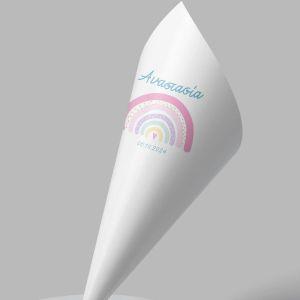 Paper candy cones Rainbow II, personalized