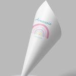 Paper candy cones Rainbow II, personalized