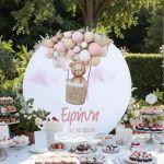 Wooden printed sign, Cute bear pink balloons