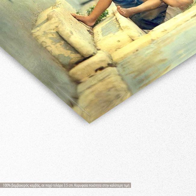 Square canvas print The piper and the cat