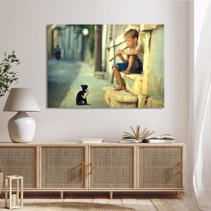 Canvas print The piper and the cat Framed canvas View 1 2