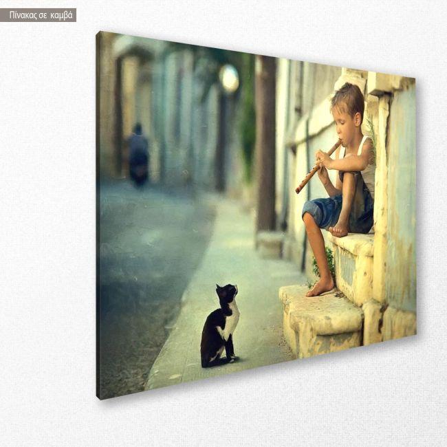 Canvas print The piper and the cat
