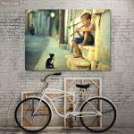 Canvas print The piper and the cat
