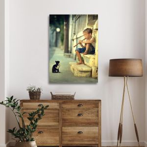 Canvas print The piper and the cat Framed canvas View 1 2