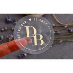 Stickers labelsmarriage initials circle gold