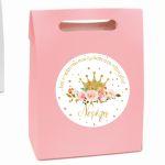 Party Sticker label Golden crown and roses